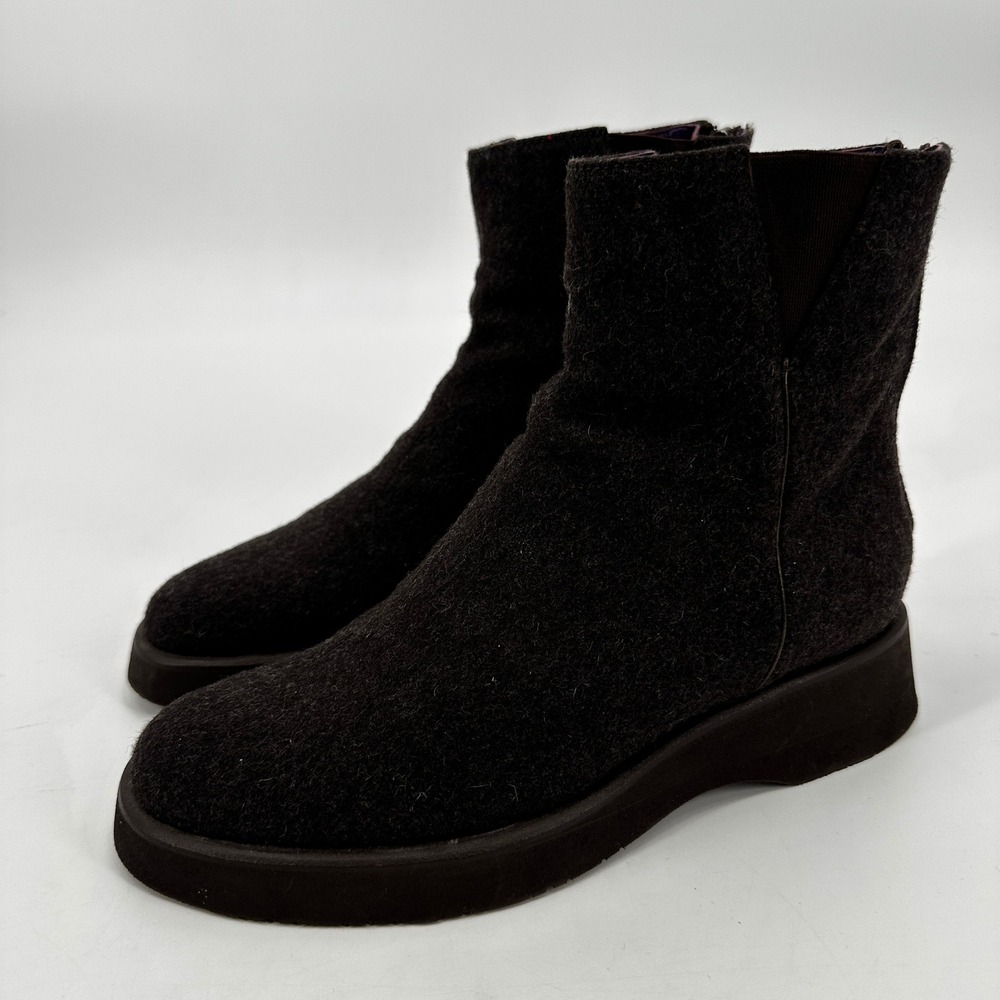 Ralph Lauren Purple Label Womens Boiled Wool Ankle Boots Brown Leather Luxury 5B